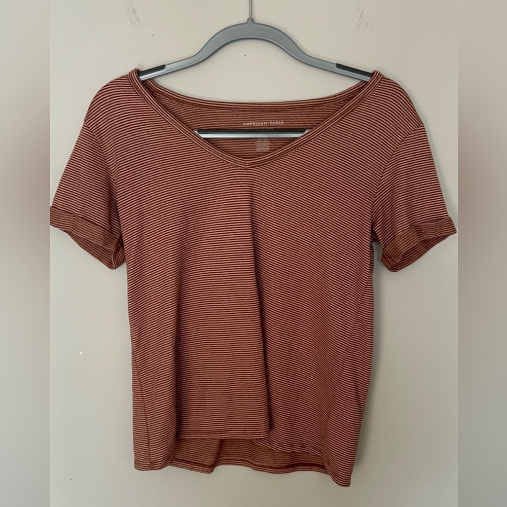 American Eagle Outfitters Red Striped Women's Top